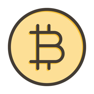 Bitcoin Vektör Kalın Çizgisi Kişisel ve Ticari Kullanım için Renk Simgesi Dolduruldu