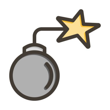 Bomba Vektörü Kalın Çizgisi Kişisel ve Ticari Kullanım İçin Renk Simgesi Dolduruldu