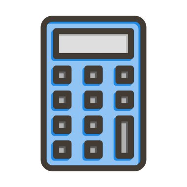 Kişisel ve Ticari Kullanım İçin Renk Simgesi Doldurulmuş Hesaplayıcı Vektör Kalın Çizgisi