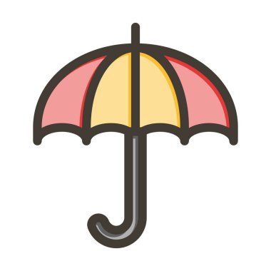 Şemsiye Vektörü Kalın Çizgisi Kişisel ve Ticari Kullanım için Renk Simgesi Dolduruldu