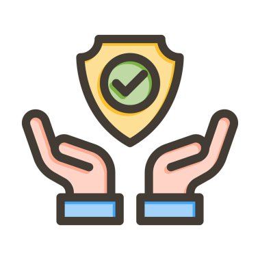 Kişisel ve Ticari Kullanım İçin Renk Simgesi Doldurulmuş Güvenli Vektör Kalın Çizgisi