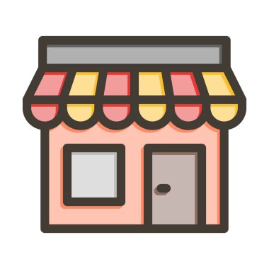 Dükkan Vektörü Kalın Çizgisi Kişisel ve Ticari Kullanım için Renk Simgesi Dolduruldu