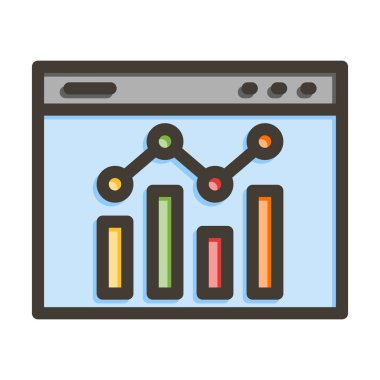 Kişisel ve Ticari Kullanım İçin Renk Simgesi Doldurulmuş İstatistik Vektörü Kalın Çizgisi