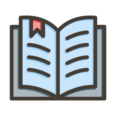 Kitap Vektörü Kalın Çizgisi Kişisel ve Ticari Kullanım İçin Renk Simgesi Dolduruldu