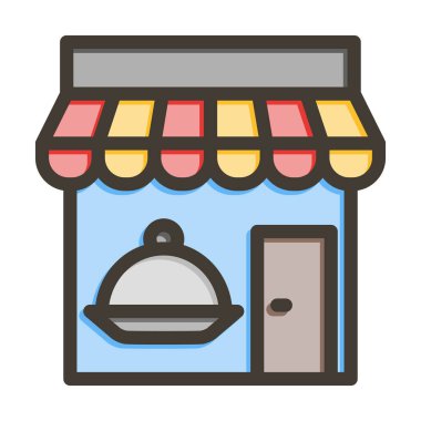 Restoran Vektörü Kalın Çizgisi Renk Simgesi Kişisel ve Ticari Kullanım İçin