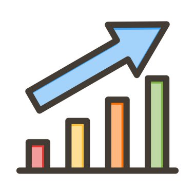 Büyüme Vektörü Kalın Çizgisi Kişisel ve Ticari Kullanım için Renk Simgesi Dolduruldu