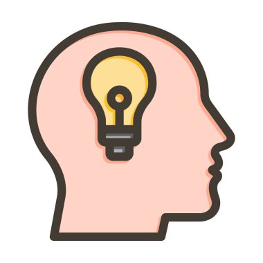 Kişisel ve Ticari Kullanım İçin Renk Simgesi Doldurulmuş Fikir Vektörü Kalın Çizgisi