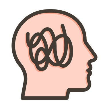 Şizofreni Vektör Kalın Çizgisi Kişisel ve Ticari Kullanım İçin Renk Simgesi Dolduruldu