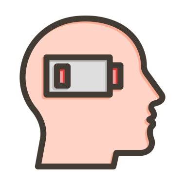 Yorgun Vektör Kalın Çizgisi Kişisel ve Ticari Kullanım İçin Renk Simgesi Dolduruldu