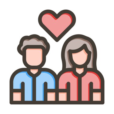 Aşk Vektörü Kalın Çizgisinde Kişisel ve Ticari Kullanım İçin Renk Simgesi