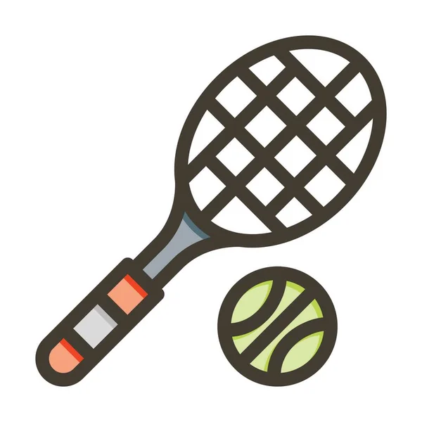 個人的および商業使用のためのテニス ベクターの厚いラインによって満たされる色のアイコン — ストックベクタ