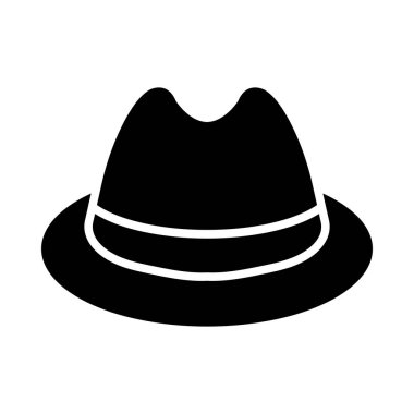 Kişisel ve Ticari Kullanım İçin Fedora Şapka Vektörü Glyph Simgesi