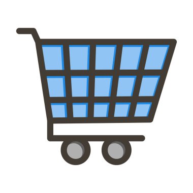 Shop Cart Vektör Kalın Çizgisi Renk Simgesi Kişisel ve Ticari Kullanım İçin