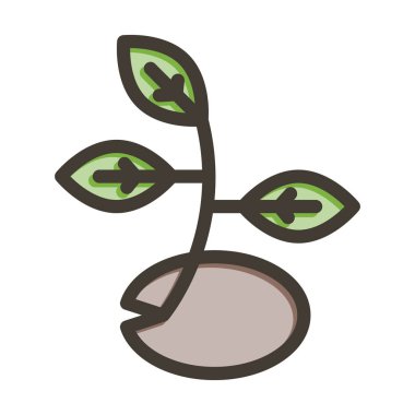 Filiz Vektörü Kalın Çizgisi Kişisel ve Ticari Kullanım için Renk Simgesi Dolduruldu