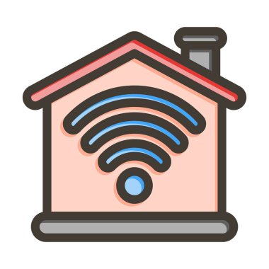 Akıllı Ev Vektörü Kalın Çizgisi Kişisel ve Ticari Kullanım için Renk Simgesi Dolduruldu