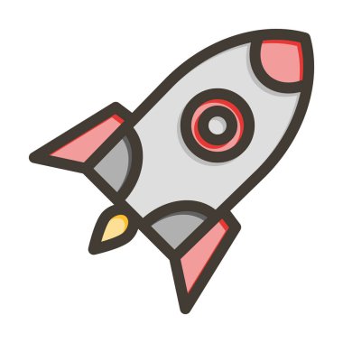 Roket Vektör Kalın Çizgisi Kişisel ve Ticari Kullanım için Renk Simgesi Dolduruldu