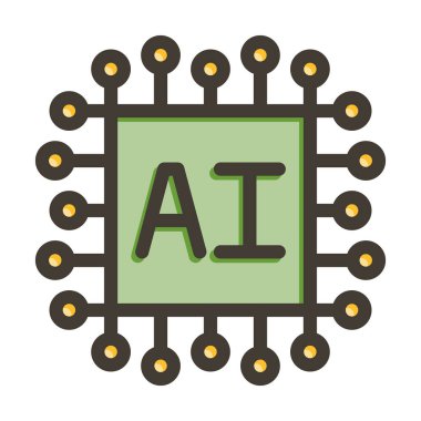 Kişisel ve Ticari Kullanım İçin Renk Simgesi Doldurulmuş Yapay Zeka Vektör Çizgisi