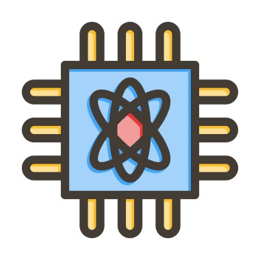 Kişisel ve ticari kullanım için Renk Simgesi Doldurulmuş Kuantum Hesaplama Kalın Çizgisi