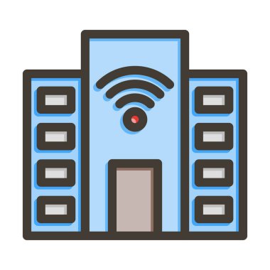 Akıllı Şehir Vektör Kalın Çizgisi Kişisel ve Ticari Kullanım için Renk Simgesi Dolduruldu