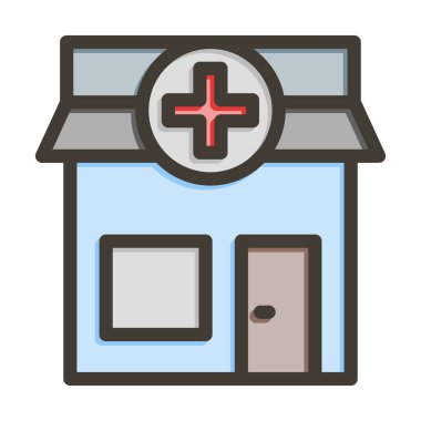 Eczane Vektör Kalın Çizgisi Kişisel ve Ticari Kullanım İçin Renk Simgesi Dolduruldu