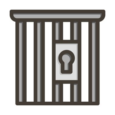 Hapishane Vektörü Kalın Çizgisi Kişisel ve Ticari Kullanım İçin Renk Simgesi Dolduruldu