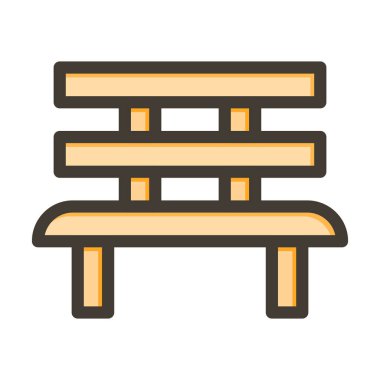 Bench Vektör Kalın Çizgisi Kişisel ve Ticari Kullanım için Renk Simgesi Dolduruldu