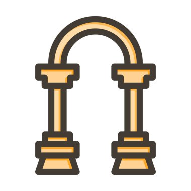 Kemer Vektörü Kalın Çizgisi Kişisel ve Ticari Kullanım için Renk Simgesi Dolduruldu