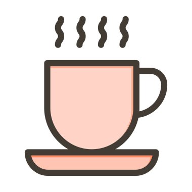 Kahve Kupası Kalın Çizgisi Renk Simgesi Kişisel ve Ticari Kullanım İçin