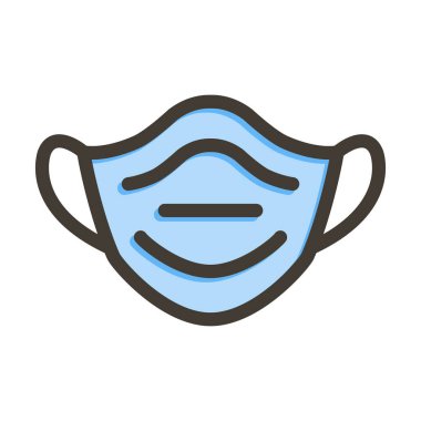 Yüz Maskesi Vektör Kalın Çizgisi Kişisel ve Ticari Kullanım için Renk Simgesi Dolduruldu