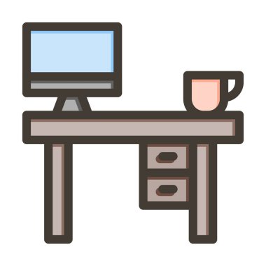 Kişisel ve ticari kullanım için Renk Simgesi Doldurulmuş İşyeri Vektör Kalın Çizgisi