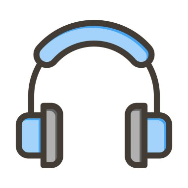 Kulaklıklar Vektör Kalın Çizgisi Renk Simgesi Kişisel ve Ticari Kullanım İçin