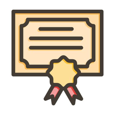 Kişisel ve Ticari Kullanım İçin Renk Simgesi Doldurulmuş Sertifika Vektörü Kalın Çizgisi