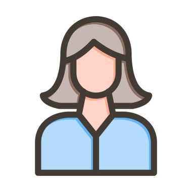 Kız Vektör Kalın Çizgisi Kişisel ve Ticari Kullanım İçin Renk Simgesi Dolduruldu