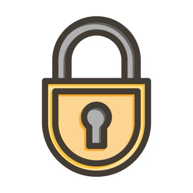 Kişisel ve ticari kullanım için Renk Simgesi Doldurulmuş Asma Kilit Vektör Kalın Çizgisi