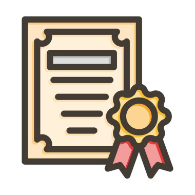 Diploma Vektörü Kalın Çizgisi Kişisel ve Ticari Kullanım İçin Renk Simgesi Dolduruldu