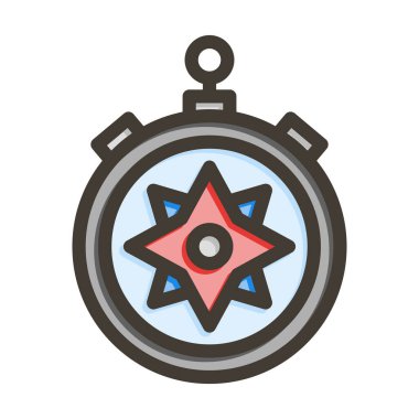 Kişisel ve ticari kullanım için Renk Simgesi Doldurulmuş Pusula Vektör Kalın Çizgisi