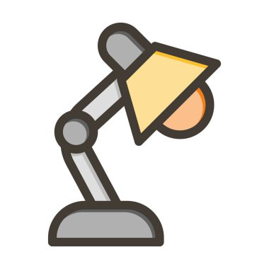 Kişisel ve Ticari Kullanım İçin Renk Simgesi Doldurulmuş Masa Lambası Vektörü Kalın Çizgisi