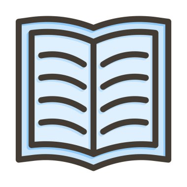 Kitap Vektörü Kalın Çizgisi Kişisel ve Ticari Kullanım İçin Renk Simgesi Dolduruldu
