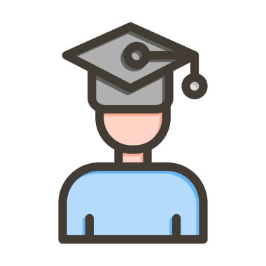 Öğrenci Vektör Kalın Çizgisi Kişisel ve Ticari Kullanım için Renk Simgesi Dolduruldu