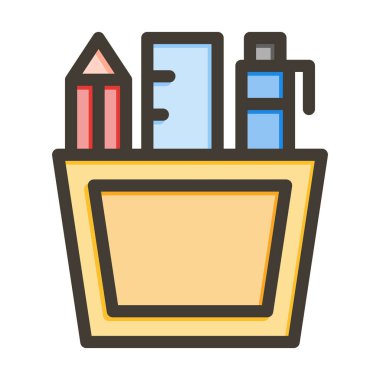 Kırtasiye Vektörü Kalın Çizgisi Kişisel ve Ticari Kullanım için Renk Simgesi Dolduruldu