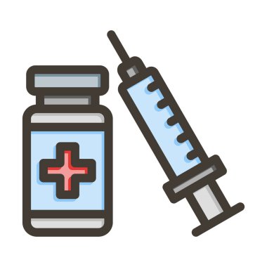 Aşı Vektörü Kalın Çizgisi Kişisel ve Ticari Kullanım için Renk Simgesi