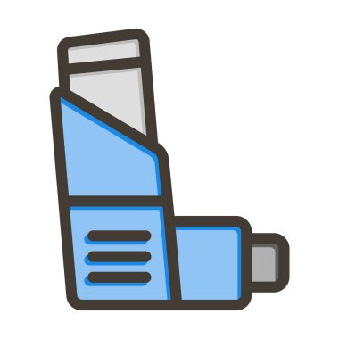 Kişisel ve ticari kullanım için Renk Simgesi Doldurulmuş İnhaler Vektör Kalın Çizgisi