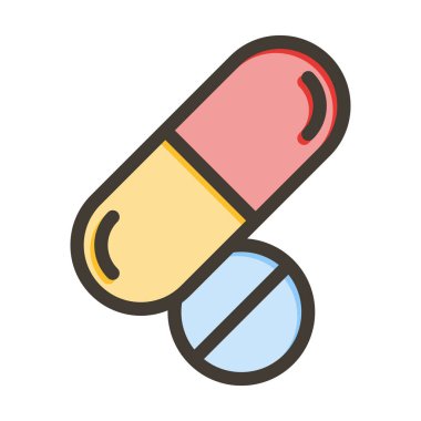 İlaç Vektörü Kalın Çizgisi Kişisel ve Ticari Kullanım İçin Renk Simgesi Dolduruldu