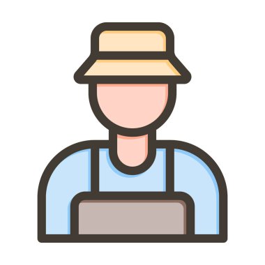 Çiftçi Vektör Kalın Çizgisi Kişisel ve Ticari Kullanım için Renk Simgesi Dolduruldu