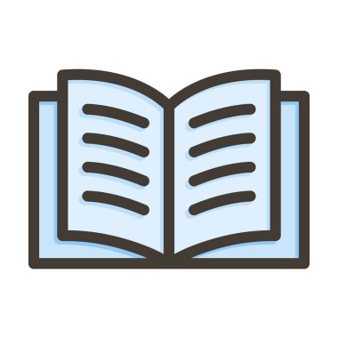 Kitap Vektörü Kalın Çizgisi Kişisel ve Ticari Kullanım İçin Renk Simgesi Dolduruldu