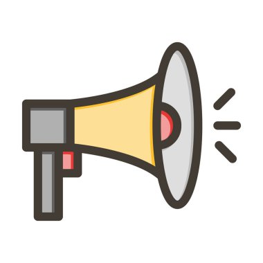 Kişisel ve Ticari Kullanım İçin Renk Simgesi Doldurulmuş Megafon Vektör Kalın Çizgisi