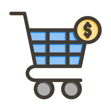 Alışveriş Arabası Kalın Çizgisi Kişisel ve Ticari Kullanım için Renk Simgesi Dolduruldu