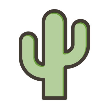 Kaktüs Vektör Kalın Çizgisi Kişisel ve Ticari Kullanım İçin Renk Simgesi Dolduruldu