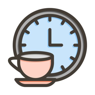 Kişisel ve ticari kullanım için Renk Simgesi Doldurulmuş Çay molası Vektör Kalın Çizgisi