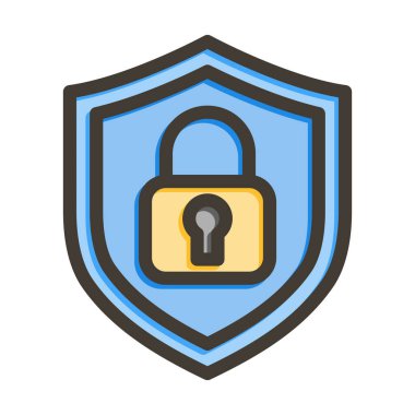 Güvenlik Vektörü Kalın Çizgisi Kişisel ve Ticari Kullanım İçin Renk Simgesi Dolduruldu